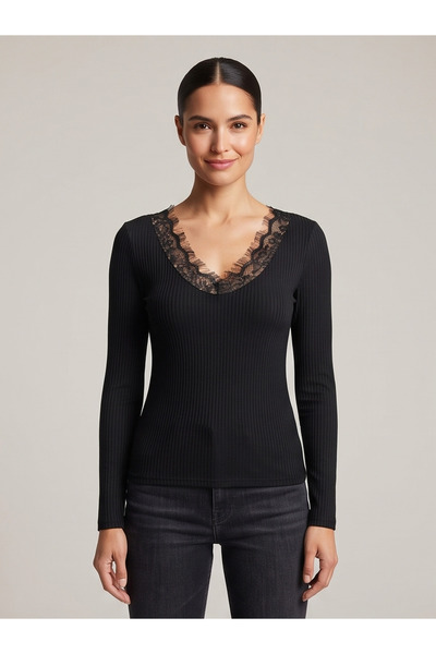 gökçesu Women's Lace Detailed Elegant Blouse