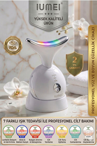 IUMEI EMS Yüz Boyun Cihazı 7 LED Işıklı Gıdık Toparlayıcı Anti Aging Lift