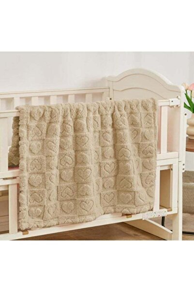 Generic Fleece Baby Blanket Heart Checkered, Ultra Soft Cozy Baby Blankets for Girls Boys, Fluffy Infant Toddler Newborn Receiving Gifts for Crib Stroller 75X100CM (Khaki)