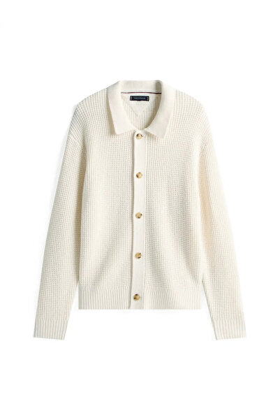 Tommy Hilfiger DC BUTTON UP CARDIGA, Z00 Krem Erkek Hırka