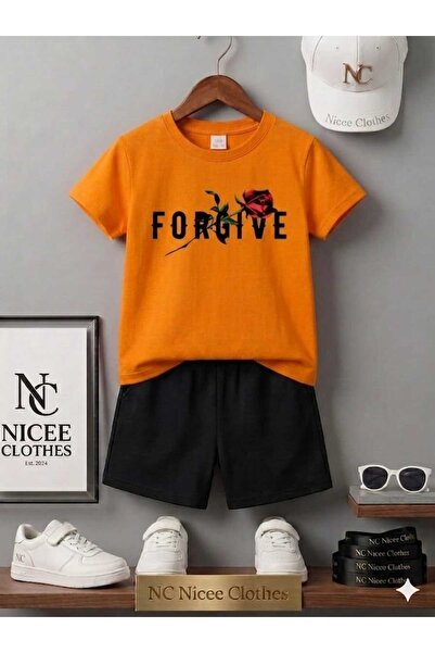 NC Nicee Clothes Summer Children's T-Shirt Shorts Unisex (Black with Forgiven...