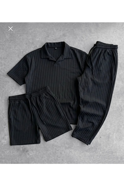 Combineman35 Ottoman Fabric Tshirt Pants and Shorts 3-Piece Set