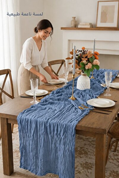 Generic 1Pc Polyester Cheesecloth Table Runner Wedding Party Decor Crinkle So...