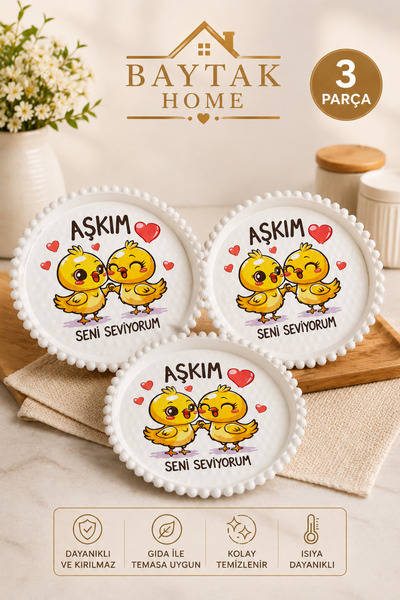 BAYTAK HOME My Love Written Decorative Round Serving Tray 3 Pieces – Beaded E...