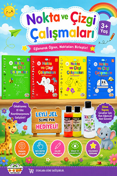 0-6 Yaş Yayınları Dot and Line Work Set Suitable for Ages 3-6 - 4 Books