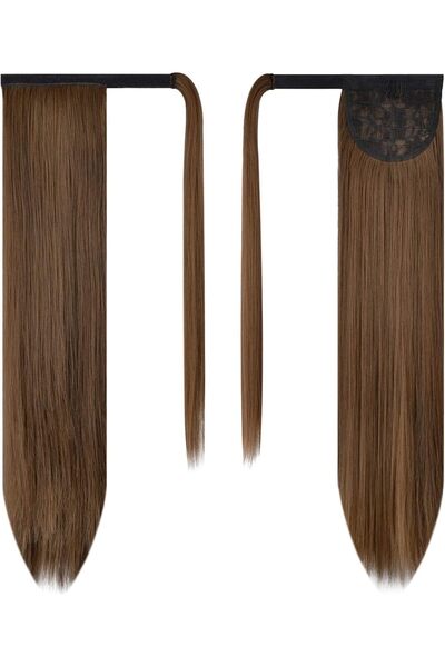 Estelle Long Straight Ponytail Extension Wrap Around Off Black Synthetic Hair...