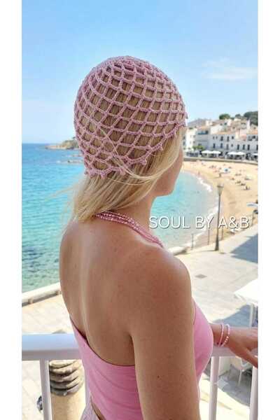 SOUL BY A&B Hand-Knitted Mesh Beanie, Glitter Beanie, Summer Trend, Summer Be...