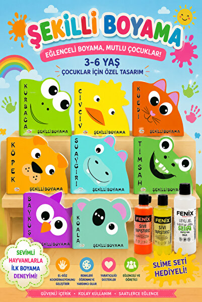 0-6 Yaş Yayınları Shaped Coloring Set Suitable for Ages 3-6 - 8 Books
