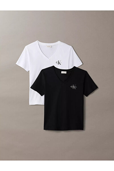 Calvin Klein Kadın Marka Logolu Günlük Kullanıma Uygun Siyah T-Shirt