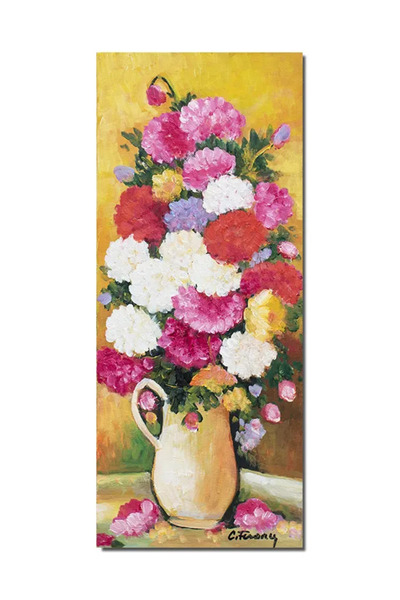 artnova Ръчно рисувана картина, Ваза с божури, празничен аромат, 60x25см масл...