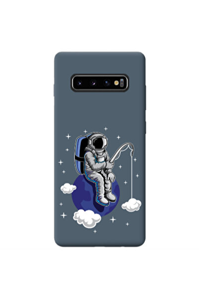 Other Samsung S10 Fishing space Dark Grey Colored Silicone TPU Θήκη