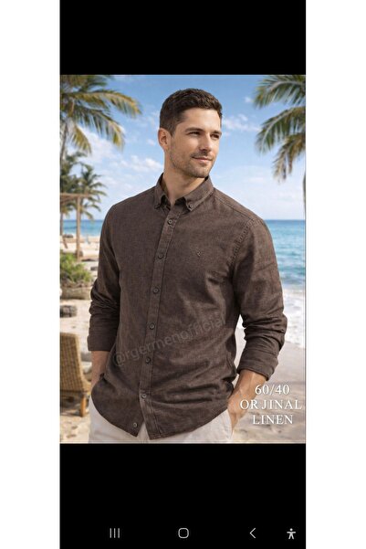 Cinar erkek giyim Men's Sports Shirt Long Sleeve Linen Slimfit Cotton