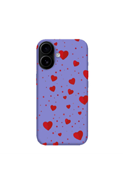 Other Apple Iphone 16 Dot hearts Purple Colored Silicone TPU Θήκη