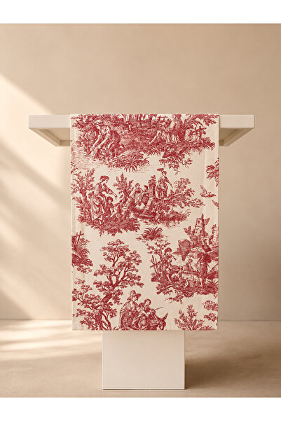 NURHAN HOME COLLECTION سجادة ممر من الكتان بنقشة البط من تويل دو جوي - 130×40 سم