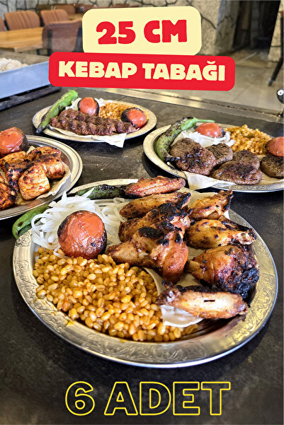 Binbir Trend 25 cm - Otantik Desenli Krom Çelik Meze ve Servis Tabağı, Salata...