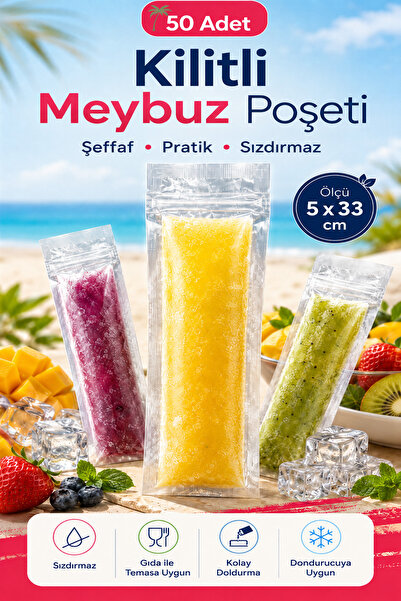 supack 50-Pack Meybuz Bici Ice Cream Bags (5X33Cm) Freezer Juice Bags, Leak-P...