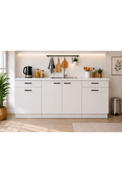 Tdesigno Paye Mutfak 4 Kapaklı - 2 Çekmeceli Alt Modül - Çok Amaçlı Dolap - F...