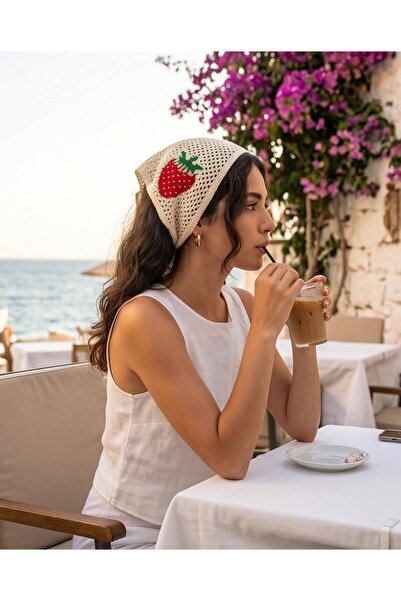 Trend Kapında Χειροποίητη πλεκτή μπαντάνα μαλλιών με μοτίβο φράουλας και λεπτ...