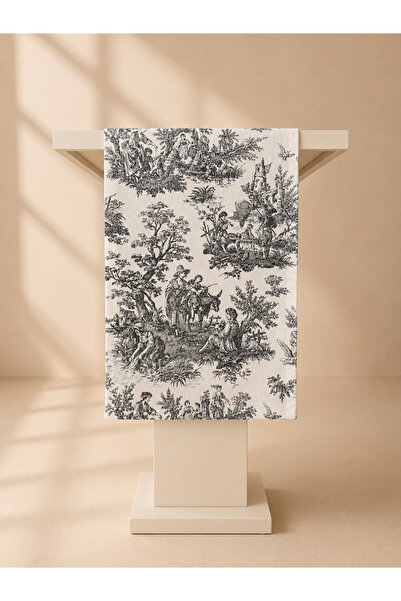 NURHAN HOME COLLECTION Toile De Jouy Duck Linen Runner - 130X40 cm