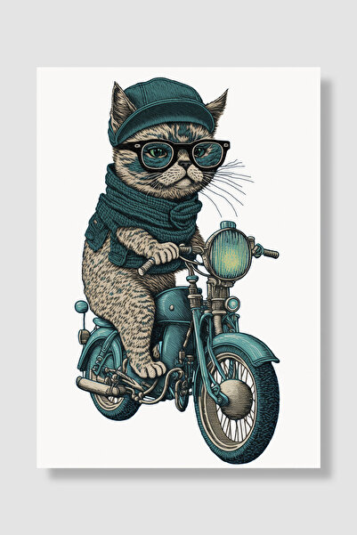 Luna Marissa Poster cu pisică, pisică cu cască de motocicletă, ilustrație cu ...