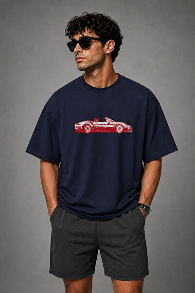 FECCY Premium Red Car Unisex Men's T-Shirt Cotton Oversize T-Shirt