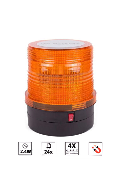 Flexzon Πορτοκαλί φάρος LED με 4 μπαταρίες AA και μαγνήτη 115mm x 95mm FZMAR261