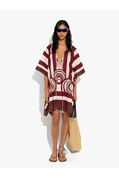 PARFOIS Kadın %100 Pamuk Çizgili Kaftan