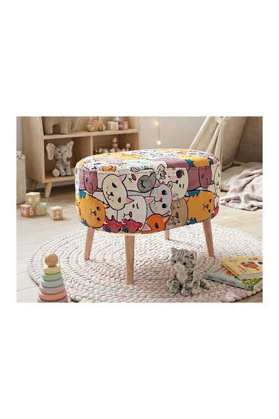 Vivense PATİ OVAL PUF, AHŞAP AYAK