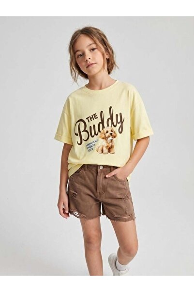 Zekids Κοριτσίστικο μπλουζάκι με σχέδιο σκύλου και στάμπα, σε μεγάλο μέγεθος