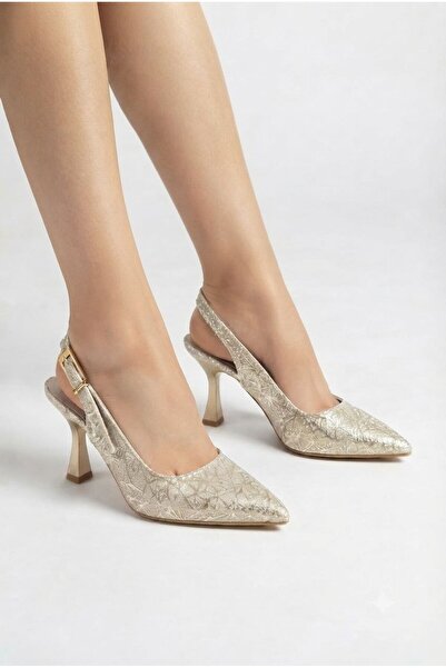 ELVI Women's Shiny Gold Classic High-Heeled Shoes [7] cm