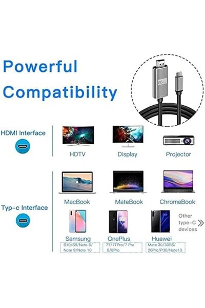 Yıldızan كابل ألبيمو HC-01 من النوع C إلى 4K فائق الدقة HDMI USB-C للتشغيل وا...