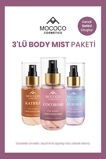 MOCOCO COSMETICS 3'lü Body Mist Paketi (Kokularını Kendin Seç) – 120 ml x 3 V...