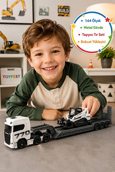 TOYFEST Scania 770 S 1:64 Metal Transporter Truck Bobcat Crawler Excavator Co...