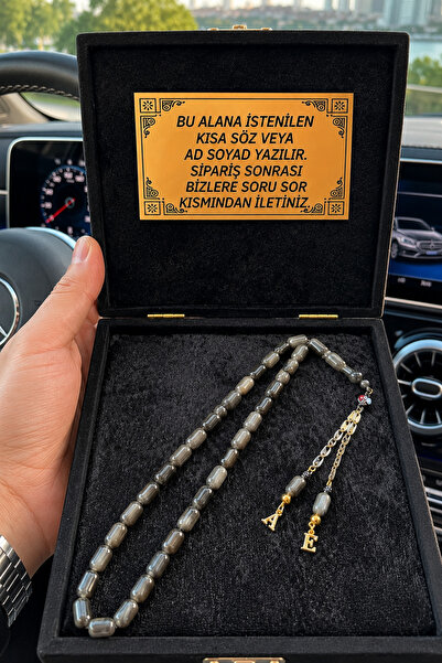 A-STİL TAKI Erkek Premium Hediye Kutu Kişiye Özel Gold Harf Eklemeli Siyah Ka...