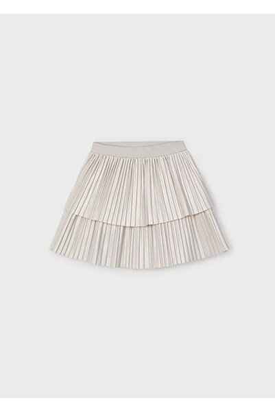 MAYORAL Girl's Silver Elastic Waist Layered Pleated Skirt 2-10 Years Gray