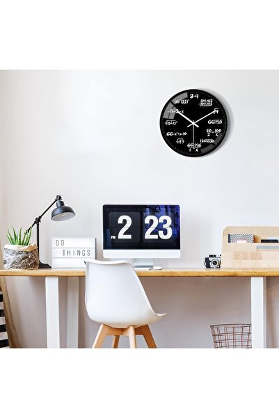 VIKMARI 12 Inch Glass Wall Clock Decorative Math Teaching Style Round Clocks ...