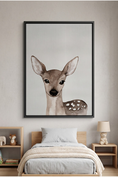 Jasmine Art Baby Deer Kids Wall Art | Portrait Framed Canvas Print | Luxury M...