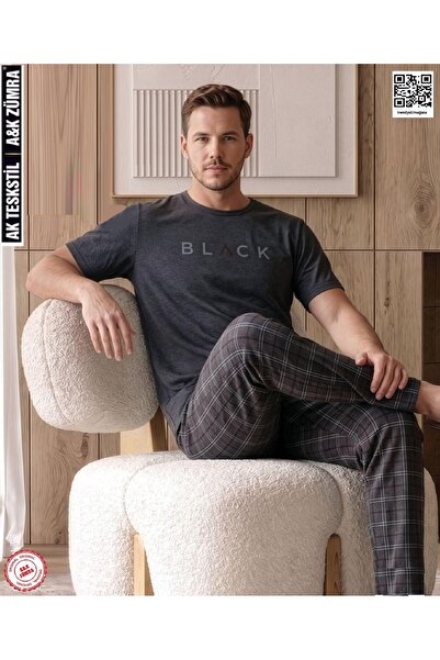 A&K ZÜMRA Combed Cotton Economical Short Sleeve Summer Men's Pajama Set