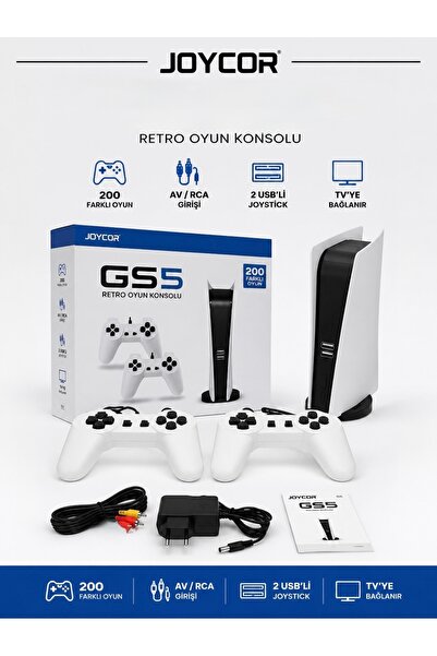 JOYCOR Retro Atari Oyun Konsolu 200 Farklı Oyunlu AV/RCA Bağlantılı 2 usb Kablolu Joystick TV Uyumlu