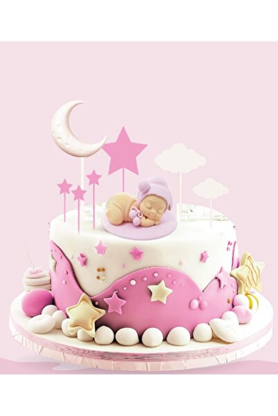 Big Party Cake Topper 3D Design Products Baby Model 8 Pieces Pink