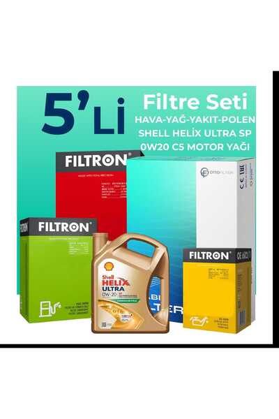 Filtron Fiat Egea 1.3 Dizel Filtre Bakım Seti Shell Motor Yağlı (2019-2023) 5 Li