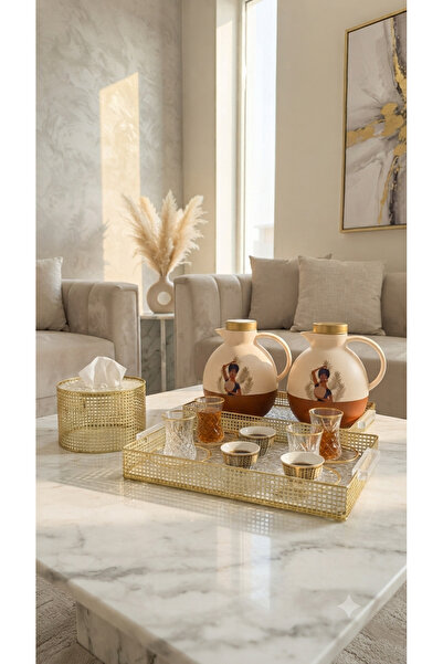 Generic Luxury Tea and Coffee Set with Serving Trays and Tissue Box Elegant a...