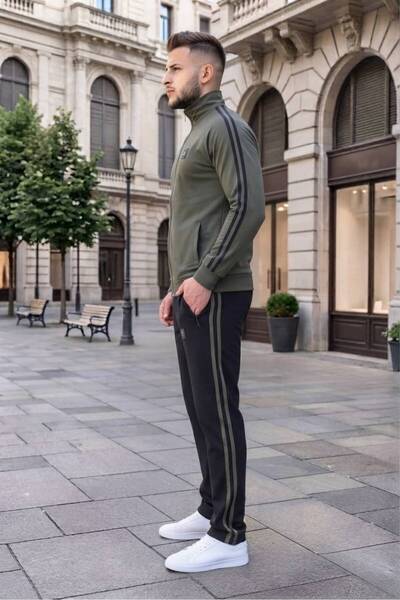 Last fashion New Season Men's Ribbed Tracksuit Set, Khaki
