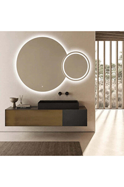 RFAN Oglindă LED Premium cu 2 inele suprapuse, iluminare față-spate, 120x80x6...