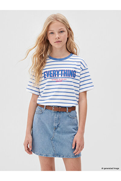 LC Waikiki Crew Neck Striped Girl's T-Shirt