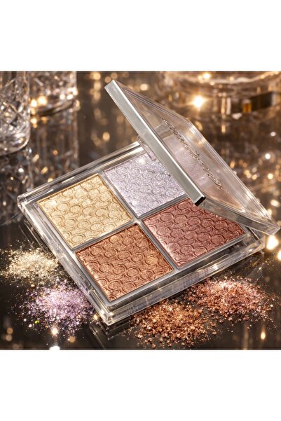 max elegance Four-Color Pearlescent Highlighter Palette Featuring Four Shimme...