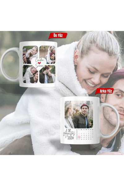 Hediye Baskıcı Sevgiliye Özel Fotoğraflı Takvimli Kupa Bardak 300 ml - Kişiye...