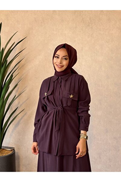 ALANURMODA 4498 طقم توليدو بلون البرقوق