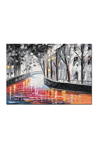 artnova Ръчно рисувана картина, Отражения, градски пейзаж, 70x50см маслени бо...