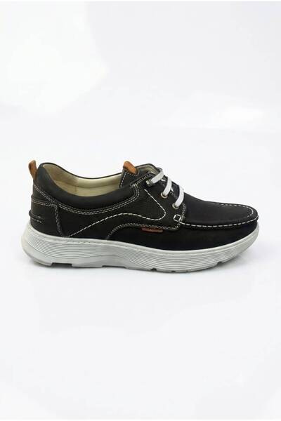 Slope Black Men's Lace-Up Casual Shoes Inner and Outer Genuine Leather Orthop...